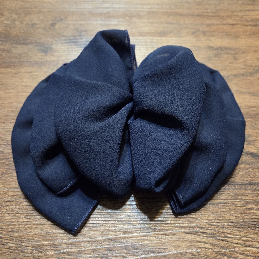 Vintage 80s Navy Blue Massive Hair Bow Barrette Two Blondes